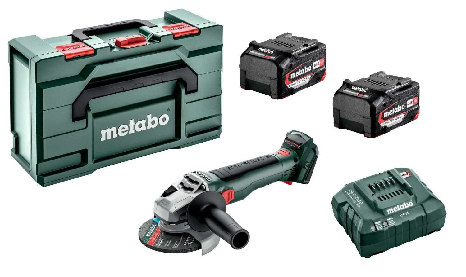 Metabo W 18 LT BL 11-125 18V Li-Ion Accu Haakse Slijper Set (2x Li-Power 4.0Ah) In MetaBox 3 Metabo W 18 LT BL 11-125 18V Li-Ion Accu Haakse Slijper Set (2x Li-Power 4.0Ah) In MetaBox