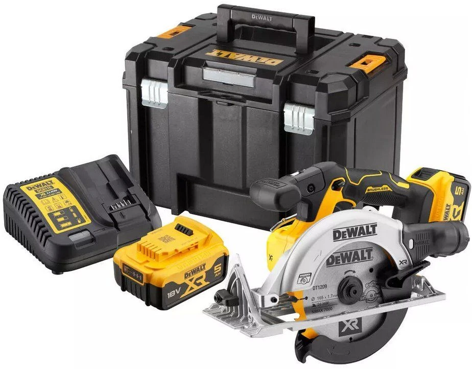 DeWALT DCS565P2-QW 18V Li-ion Accu Cirkelzaag Set (2x 5.0Ah) In TSTAK Koffer - 185 Mm 3 DeWALT DCS565P2-QW 18V Li-ion Accu Cirkelzaag Set (2x 5.0Ah) In TSTAK Koffer - 185 Mm