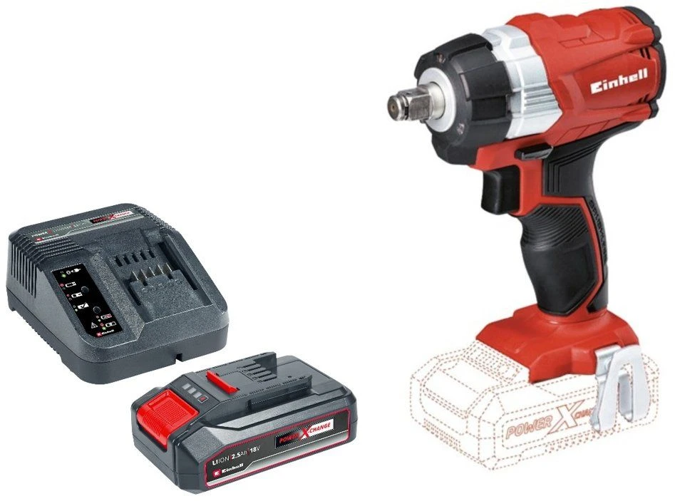 Einhell TE-CW 18 Li 18V Li-Ion Accu Slagmoersleutel Set - 215Nm (met 2.5Ah Accu Starterset) 3 Einhell TE-CW 18 Li 18V Li-Ion Accu Slagmoersleutel Set - 215Nm (met 2.5Ah Accu Starterset)