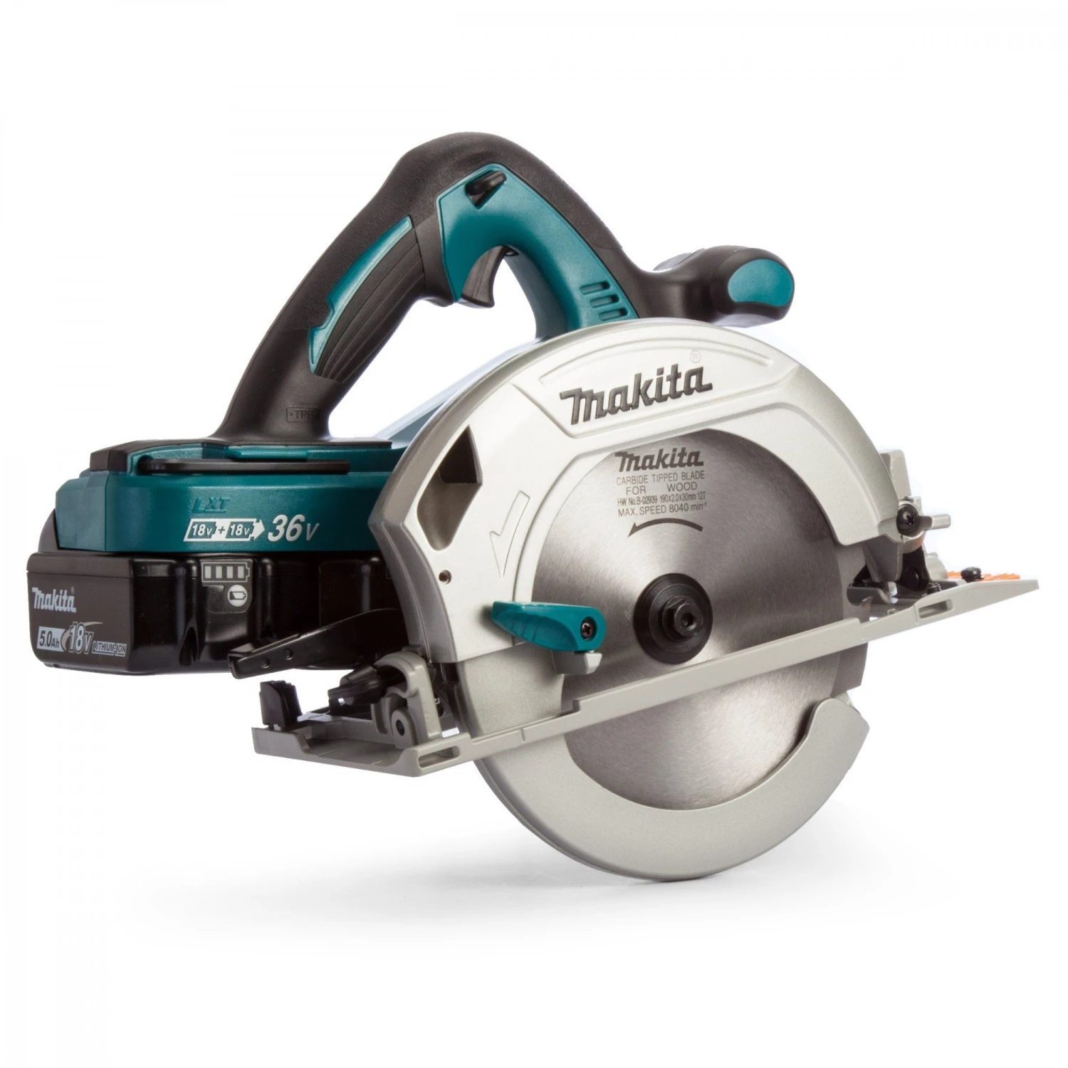 Makita DHS710PT2J 36V (2x 18V) Li-Ion Accu Cirkelzaag Set Incl. Duolader (2x 5.0Ah Accu) In Mbox - 190mm 3 Makita DHS710PT2J 36V (2x 18V) Li-Ion Accu Cirkelzaag Set Incl. Duolader (2x 5.0Ah Accu) In Mbox - 190mm