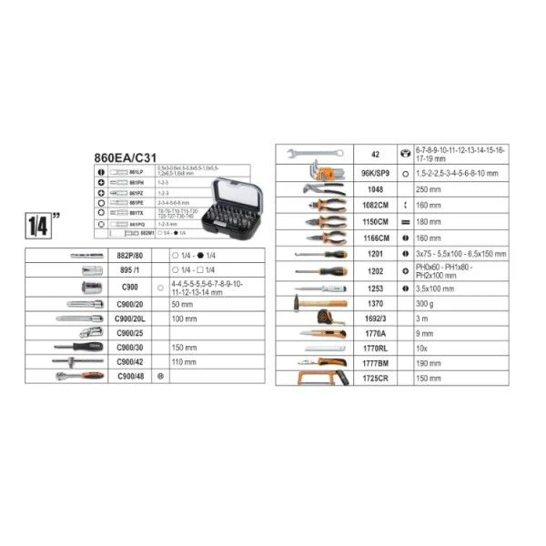 Beta 2054E/E100 100-Delige Gereedschapskoffer - 400 X 300 X 140mm - 020540020 4 Beta 2054E/E100 100-Delige Gereedschapskoffer - 400 X 300 X 140mm - 020540020 - Afbeelding 2