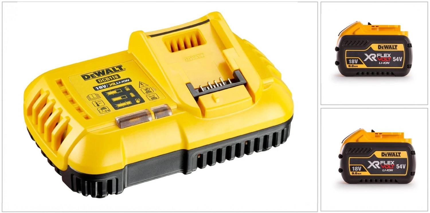 DeWalt DCB118X2 18V / 54V FlexVolt Li-Ion Accu Starterset (2x 9.0Ah) + Lader - DCB118X2-QW 3 DeWalt DCB118X2 18V / 54V FlexVolt Li-Ion Accu Starterset (2x 9.0Ah) + Lader - DCB118X2-QW