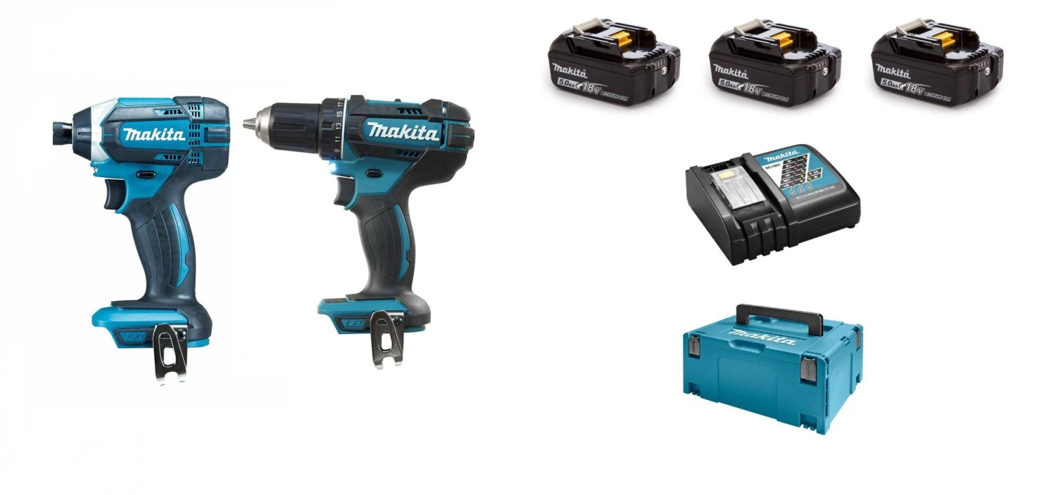Makita DLX2127TJ1 18V Li-Ion Accu Boor-/schroefmachine (DDF482Z) & Slagschroevendraaier (DTD152Z) Combiset (3x 5,0Ah Accu) 3 Makita DLX2127TJ1 18V Li-Ion Accu Boor-/schroefmachine (DDF482Z) & Slagschroevendraaier (DTD152Z) Combiset (3x 5,0Ah Accu)