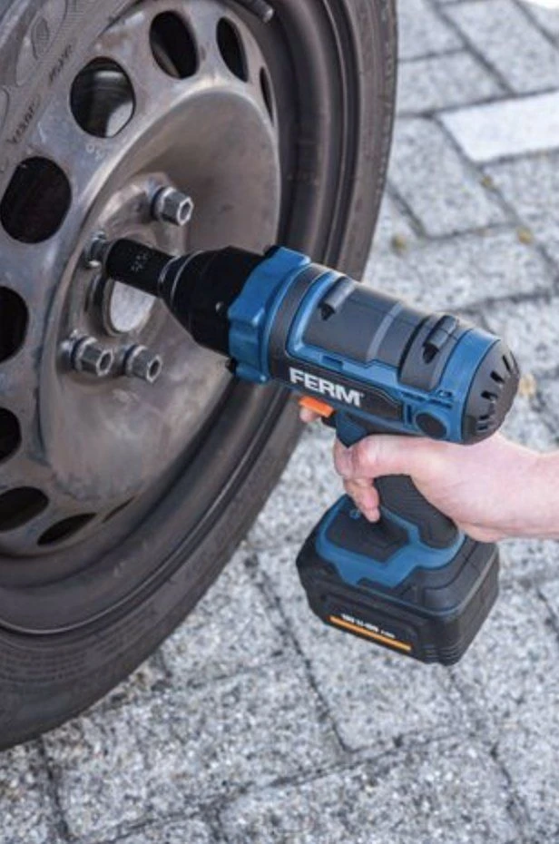 FERM CDM1127 18V Li-Ion Accu Slagmoersleutel Set (1x 4.0Ah Accu) In Koffer - 380Nm - 1/2" 6 FERM CDM1127 18V Li-Ion Accu Slagmoersleutel Set (1x 4.0Ah Accu) In Koffer - 380Nm - 1/2" - Afbeelding 4