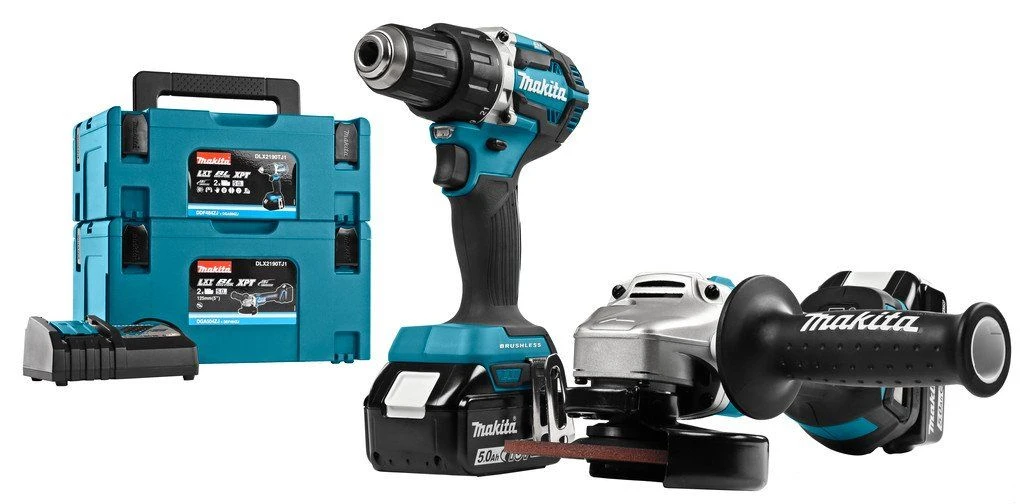 Makita DLX2190TJ1 18V Li-Ion Accu DDF484 Accuboormachine & DGA504 Accu Slijper Combiset (2x 5.0Ah Accu) In MBox 3 Makita DLX2190TJ1 18V Li-Ion Accu DDF484 Accuboormachine & DGA504 Accu Slijper Combiset (2x 5.0Ah Accu) In MBox