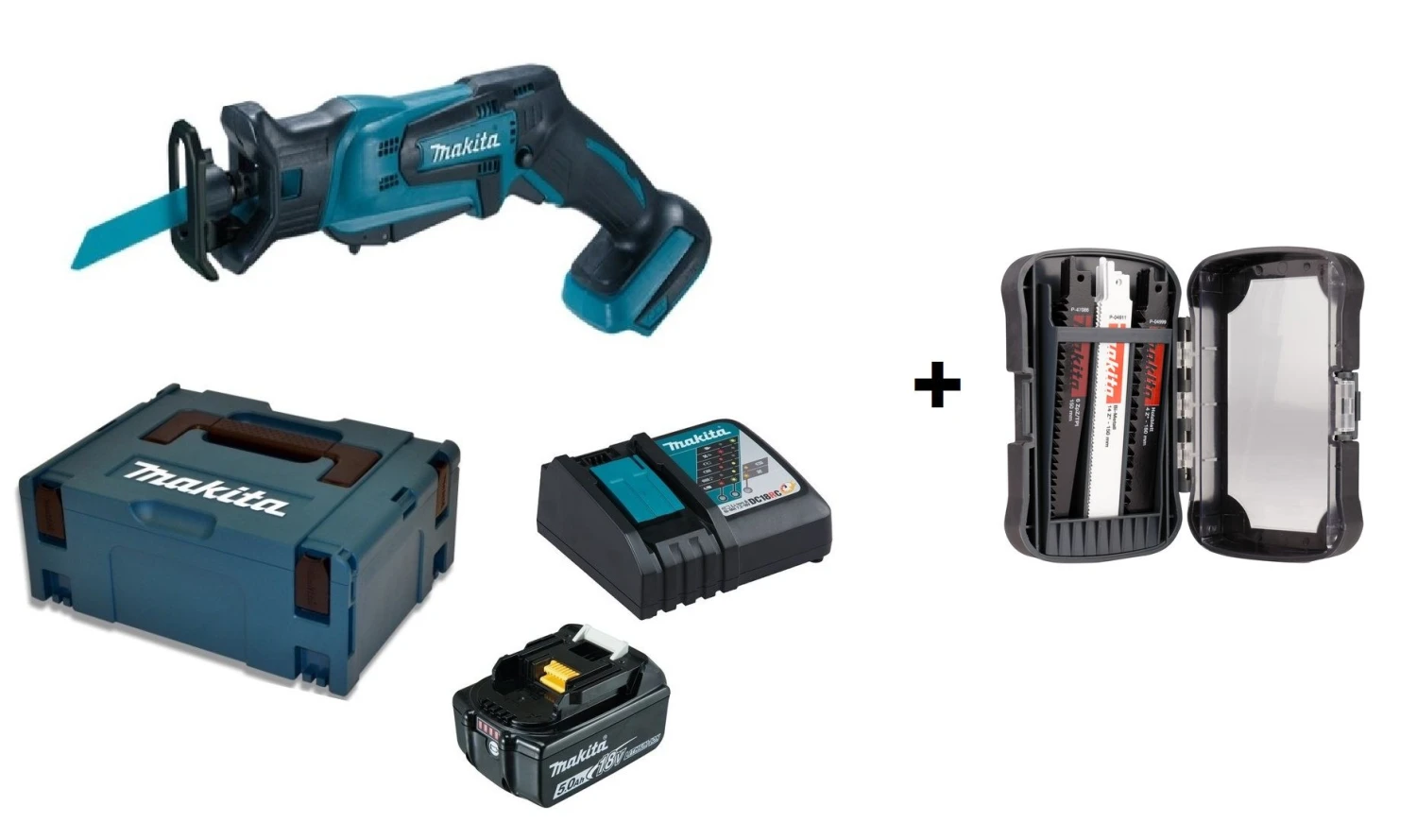 Makita DJR183RT1J 18V Li-Ion Accu Reciprozaag Set (1x 5.0Ah Accu) In Mbox Met 25-delige Reciprozaagbladenset 3 Makita DJR183RT1J 18V Li-Ion Accu Reciprozaag Set (1x 5.0Ah Accu) In Mbox Met 25-delige Reciprozaagbladenset